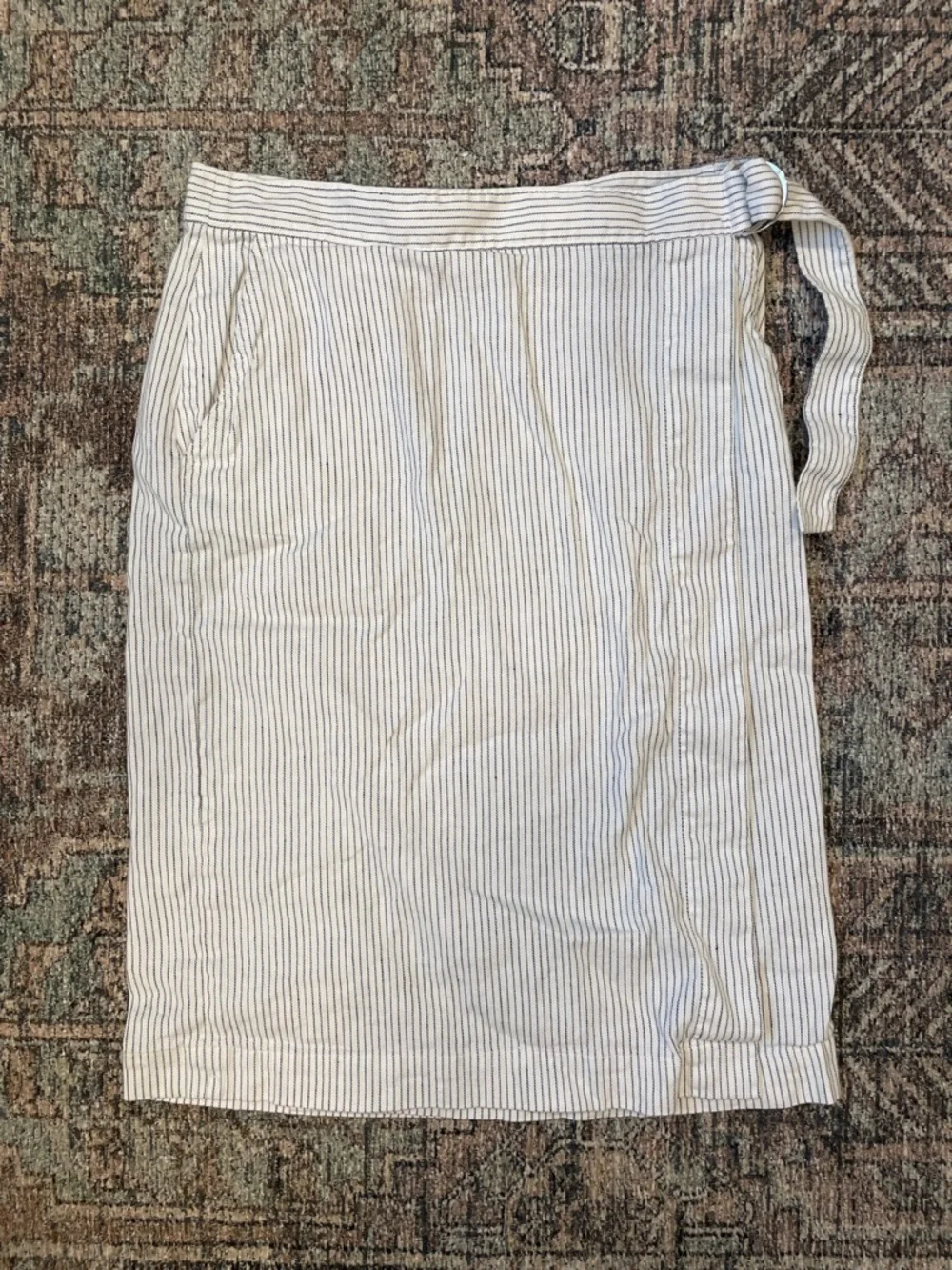Banana Republic Striped Linen Wrap Pencil Skirt Size 10 - Picture 1 of 9